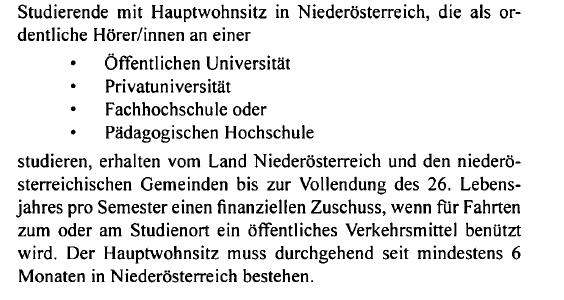 Info zum NÖ Bonus – Semesterticket